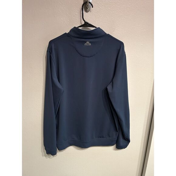 Peter Millar Mens Large Wicking Performance 1/4 Zip Pullover Blue - Picture 6 of 9